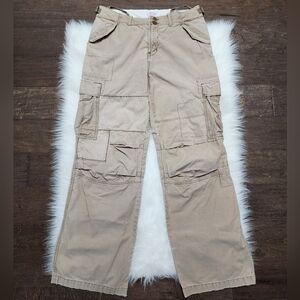 ​RARE Vintage Y2K Hollister "Pacific Merchants" Utility Cargo Pants - Tan - 7